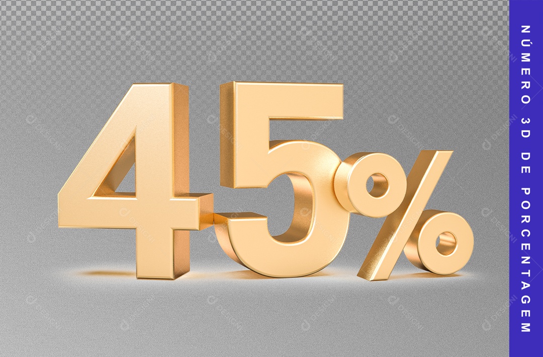 45% Off Gold 3D Number For PSD Composition