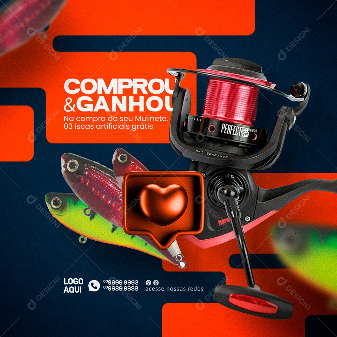 Comprou & Ganhou Caça e Pesca Social Media PSD Editável