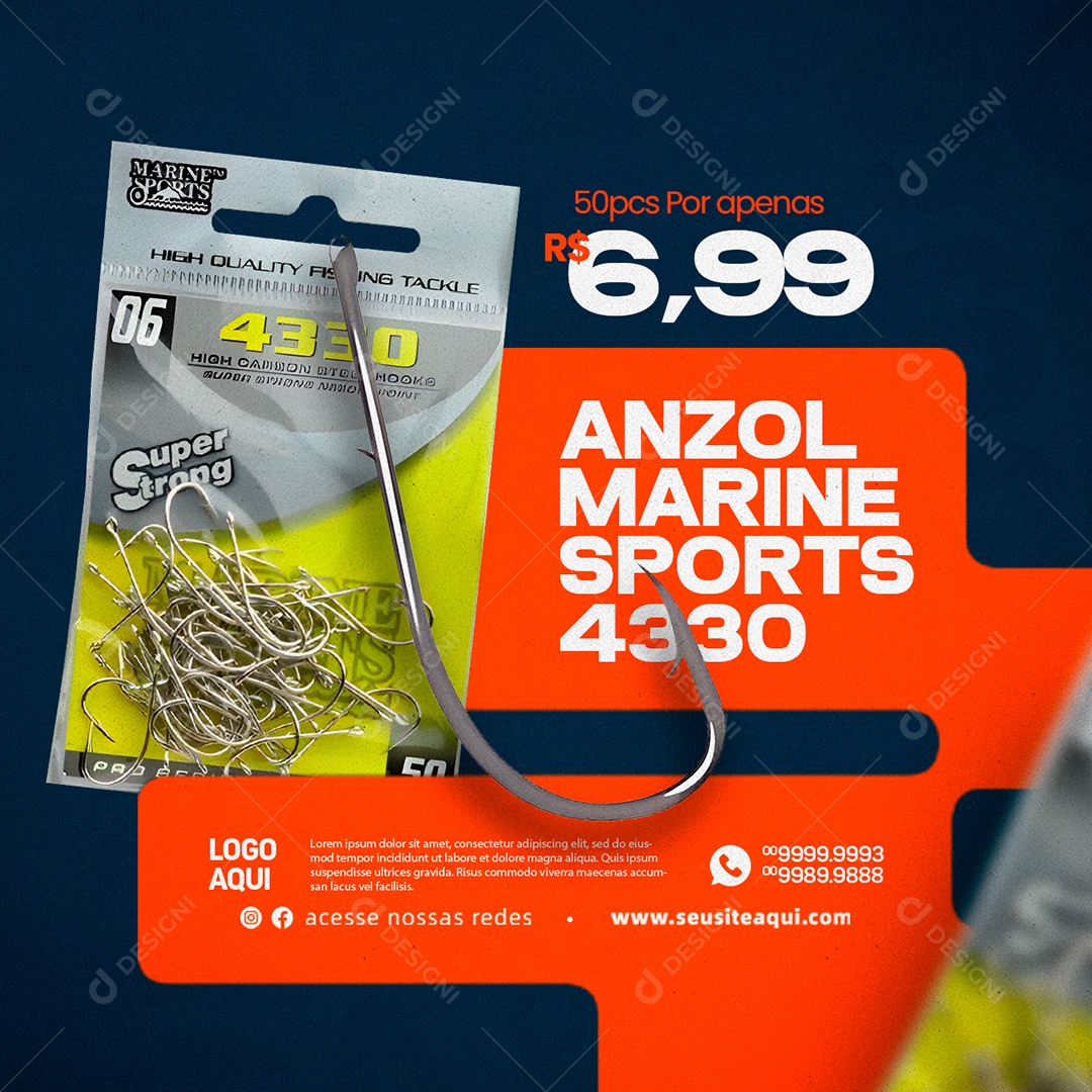 Anzol Marine Sports 43,30 Caça e Pesca Social Media PSD Editável