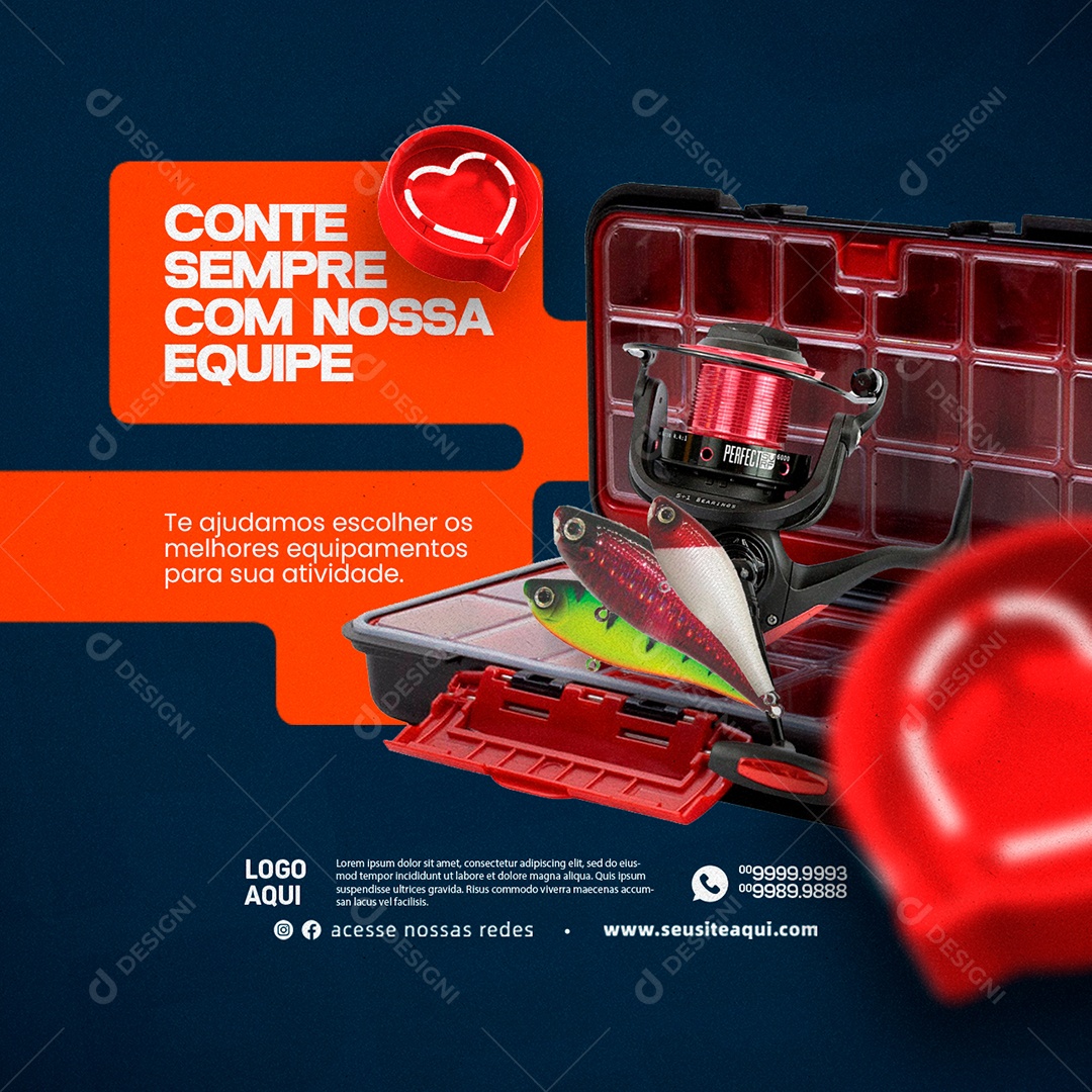 Conte Sempre Com Nossa Equipe Caça e Pesca Social Media PSD Editável