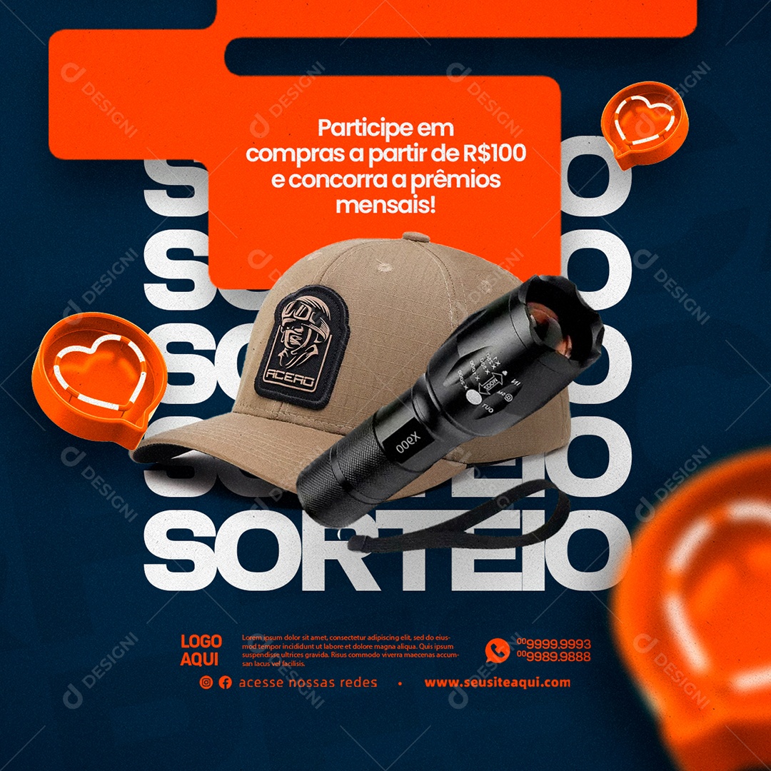 Participe Em Compras A Partir De 100,00 Caça e Pesca Social Media PSD Editável