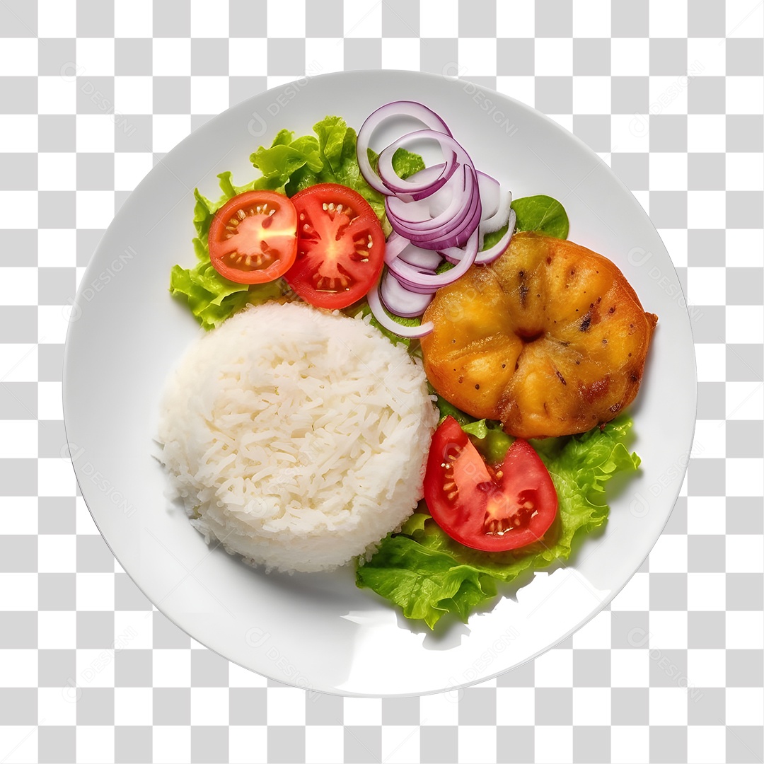 Prato De Comida Arroz Frango E Salada PNG Transparente