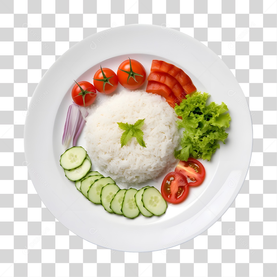 Prato De Comida Arroz Salada PNG Transparente