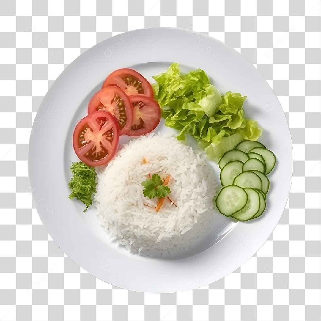 Prato De Comida Arroz Salada PNG Transparente