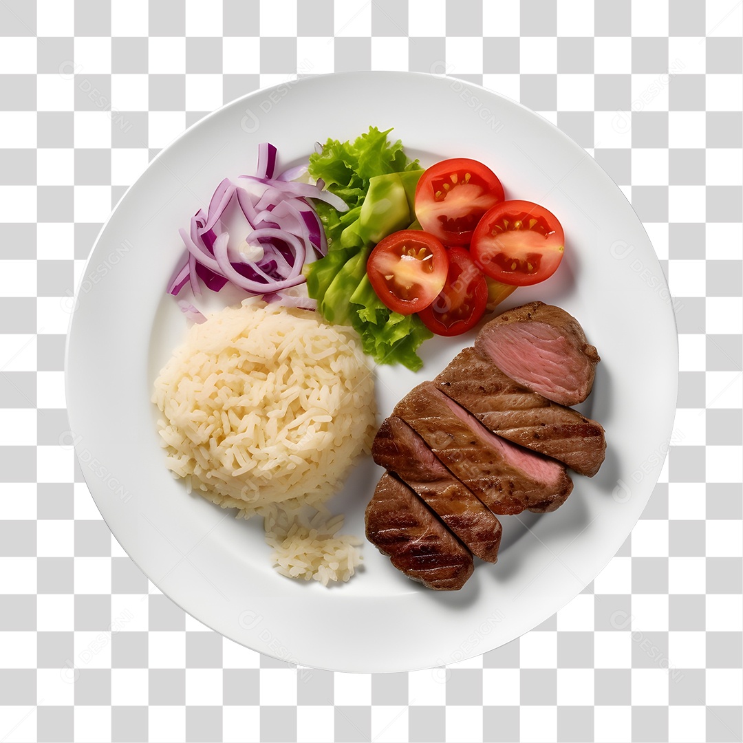 Food Plate Rice Meat And Salad Transparent PNG