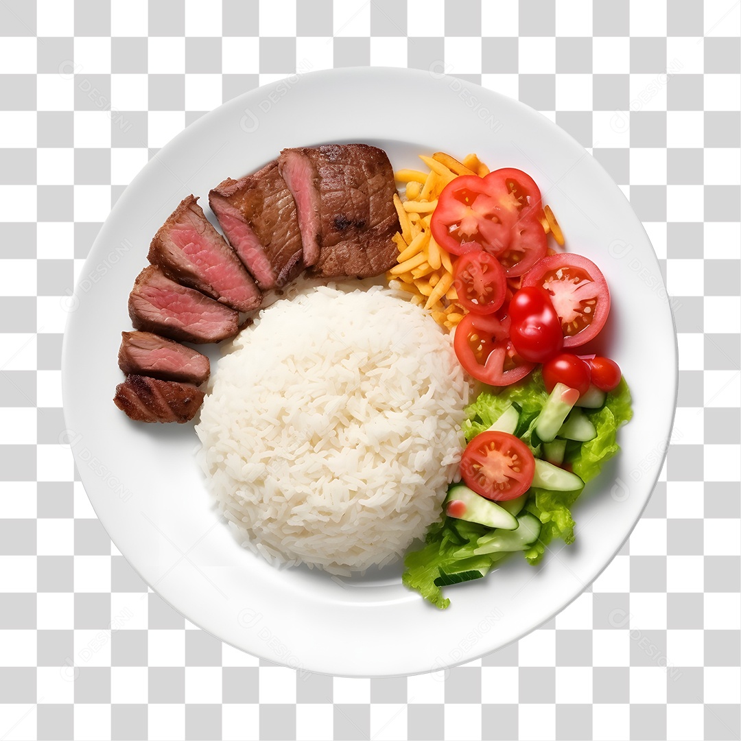 Prato De Comida Arroz Frango E Salada PNG Transparente
