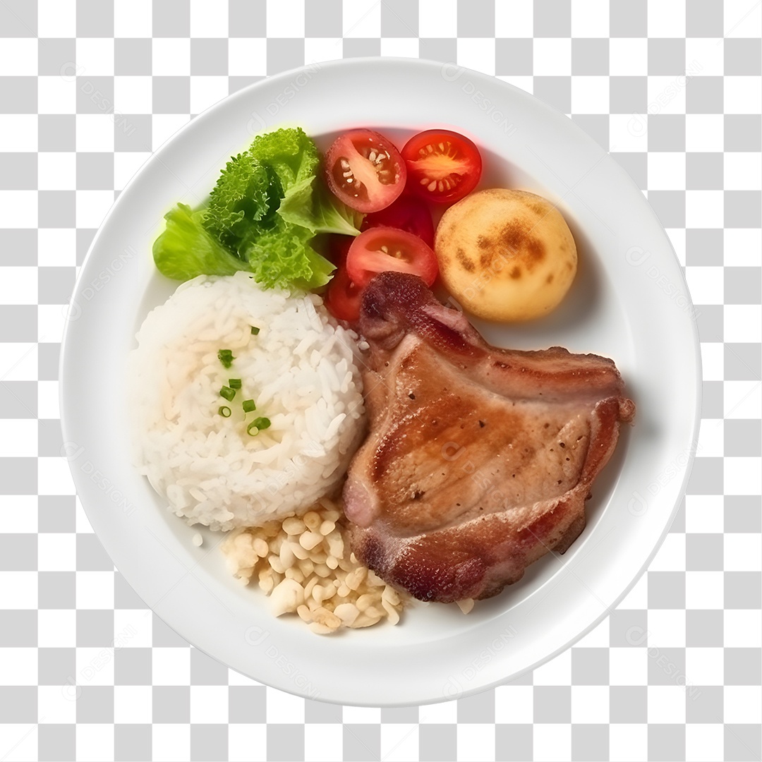 Prato De Comida Arroz Frango E Salada PNG Transparente