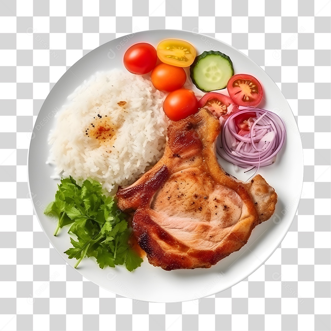 Prato De Comida Arroz Frango E Salada PNG Transparente