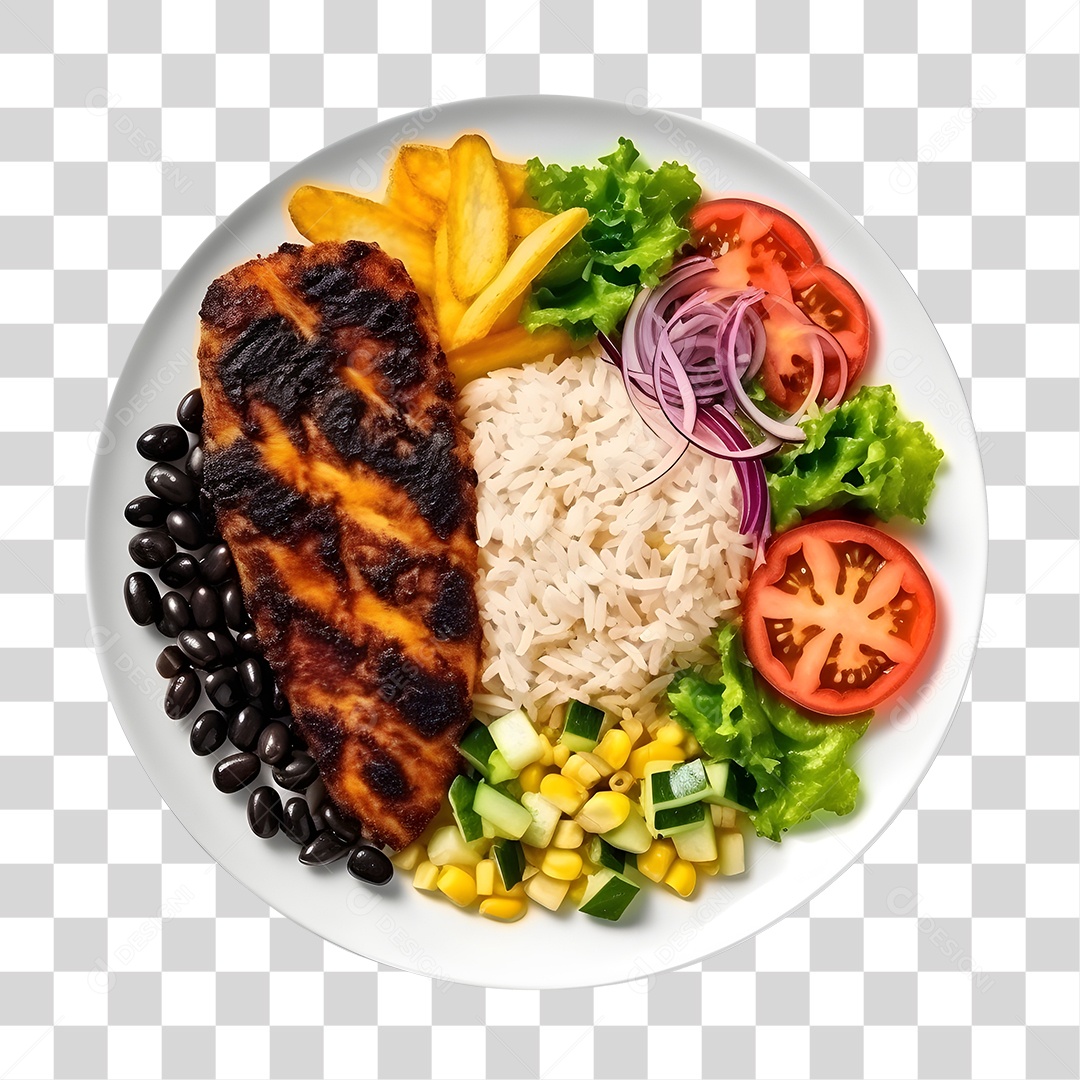 Food Plate Rice Meat And Salad Transparent PNG