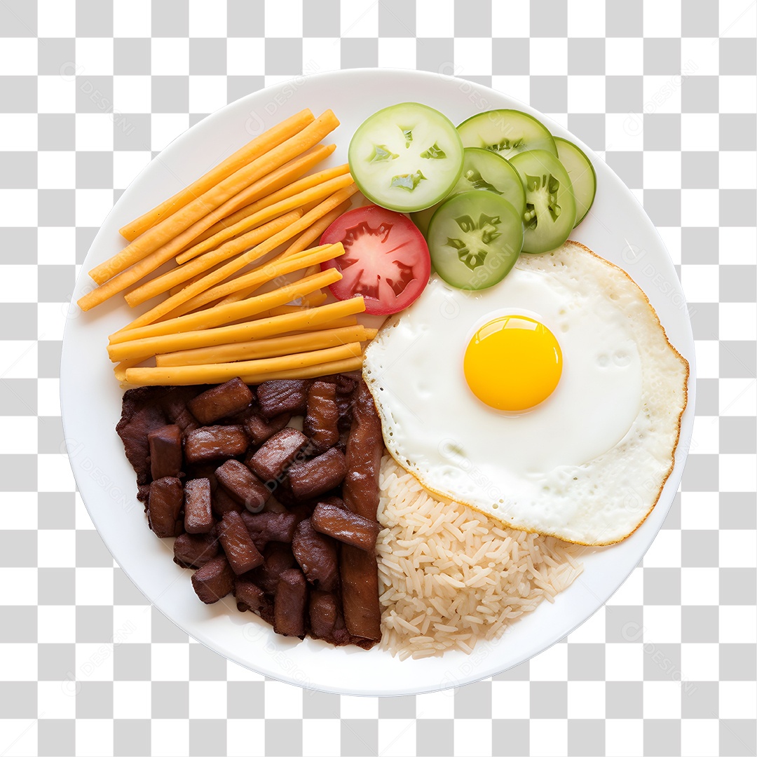 Prato De Comida Arroz Carne E Salada PNG Transparente