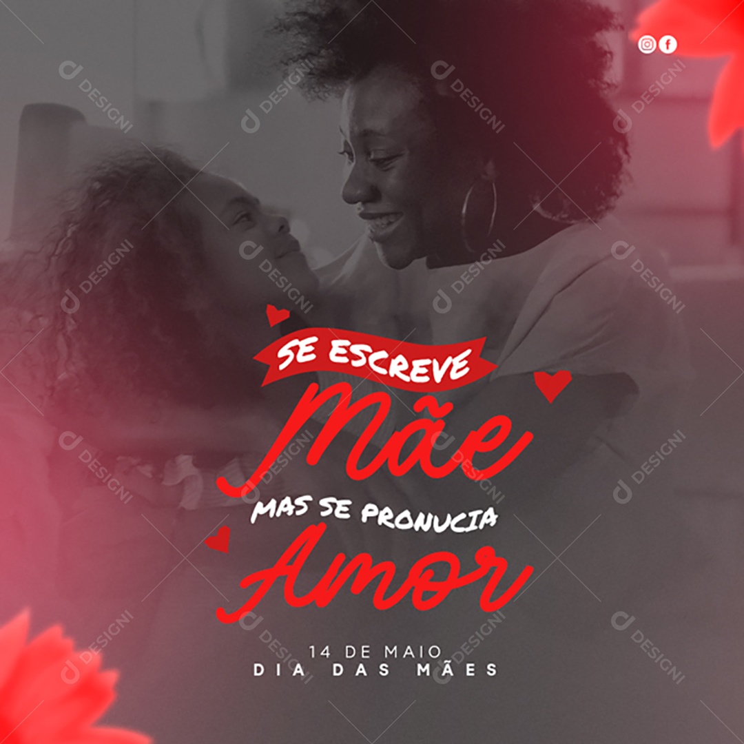 Social Media Feliz Dia Das Mães Obrigado Por Me Ensinar PSD Editavel