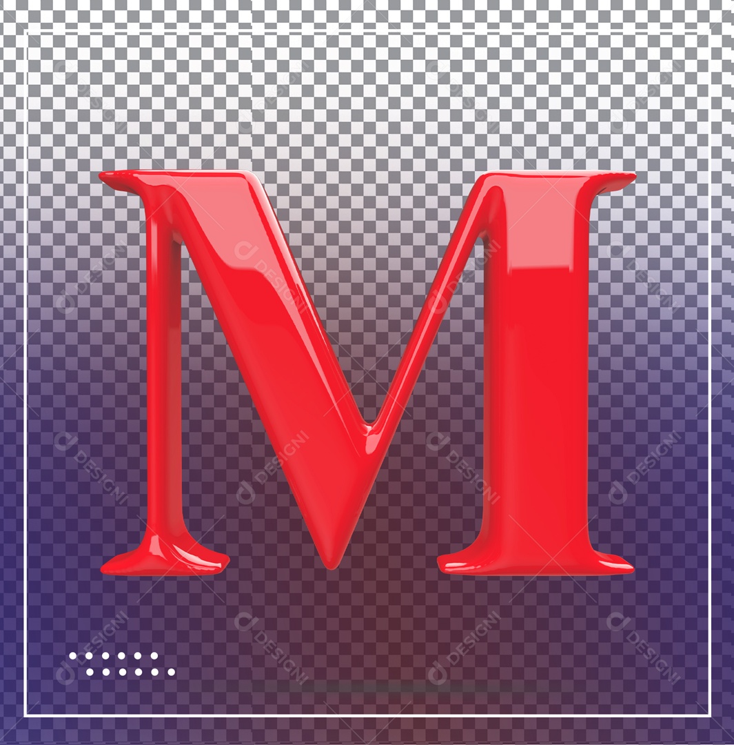 Elemento 3D Letra M Vermelha Para Composição PSD