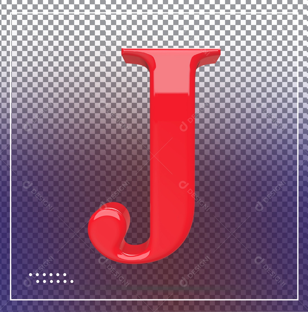 Elemento 3D Letra J Vermelha Para Composição PSD