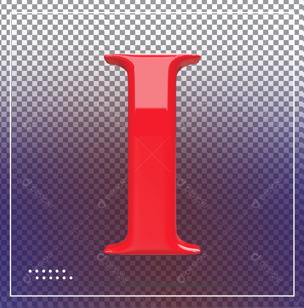 Elemento 3D Letra I Vermelha Para Composição PSD