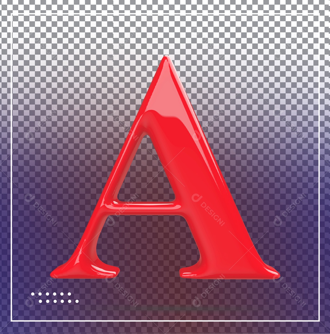 Elemento 3D Letra A Vermelha Para Composição PSD