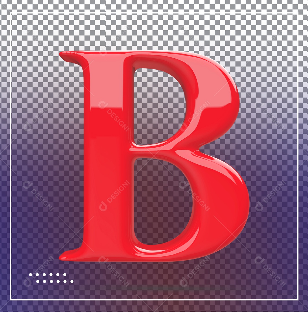 Elemento 3D Letra B Vermelha Para Composição PSD