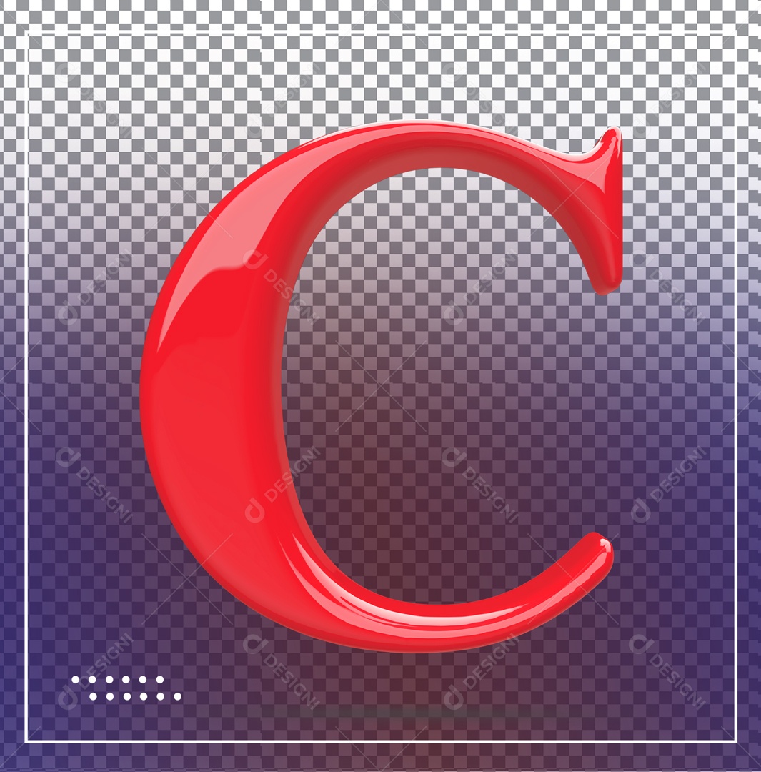 Elemento 3D Letra C Vermelha Para Composição PSD