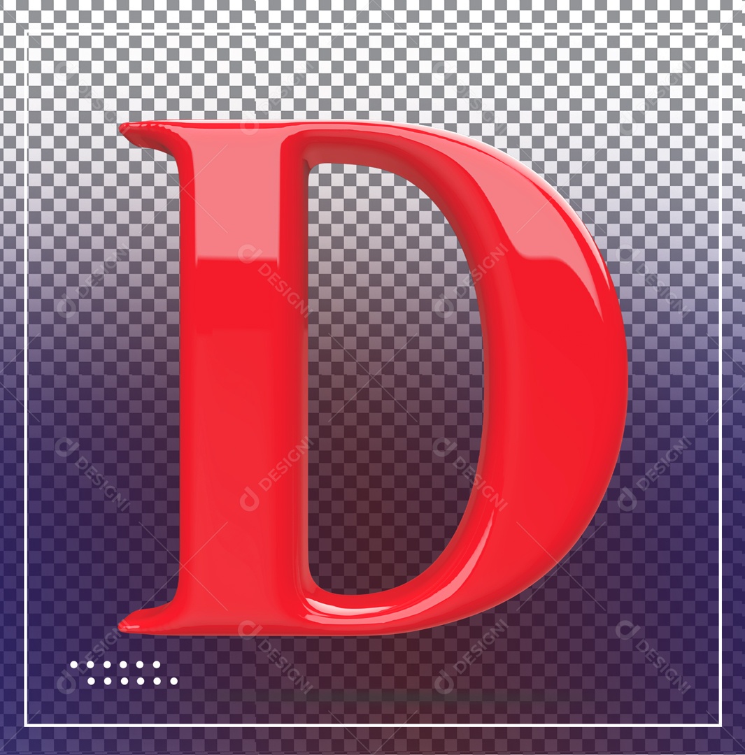 Elemento 3D Letra D Vermelha Para Composição PSD