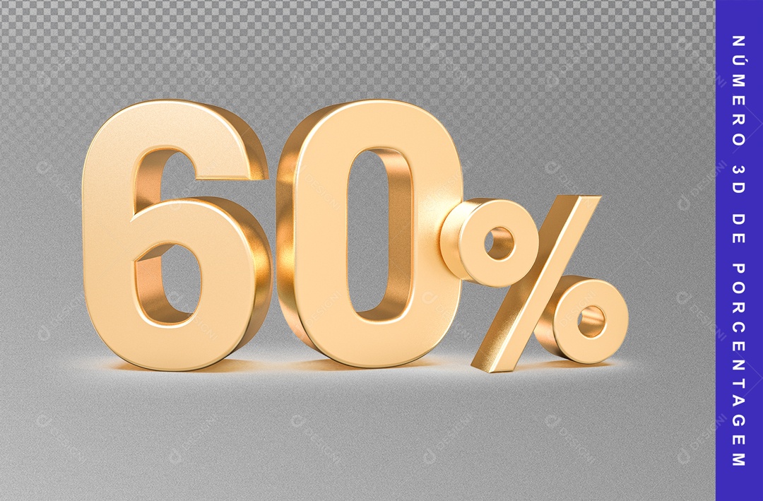 Número 3D 60% De Desconto Dourado Para Composição PSD