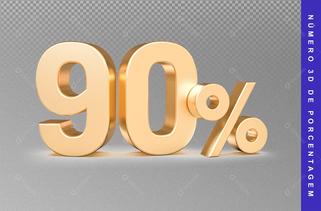 Número 3D 90% De Desconto Dourado Para Composição PSD