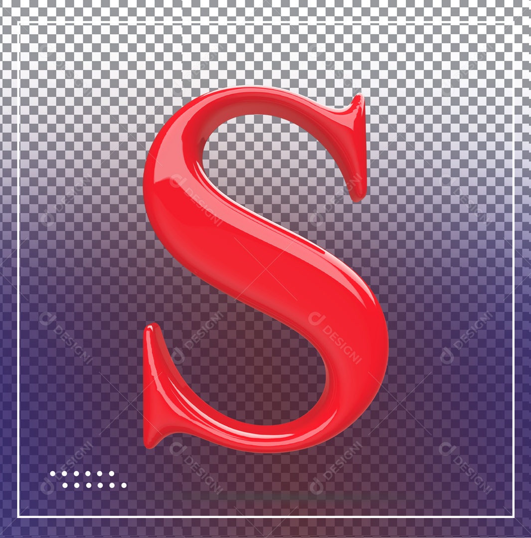 Elemento 3D Letra S Vermelha Para Composição PSD