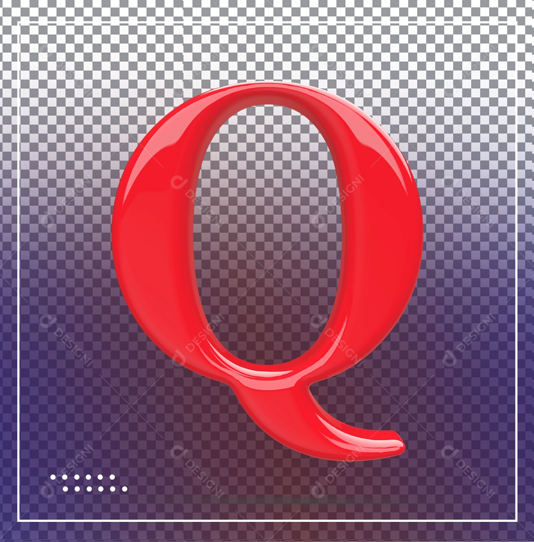 Elemento 3D Letra Q Vermelha Para Composição PSD