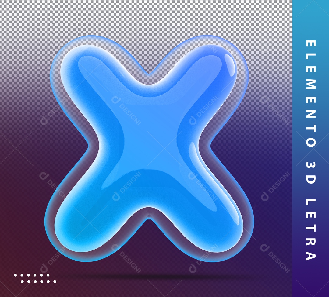 Elemento 3D Letra X Azul Para Composição PSD