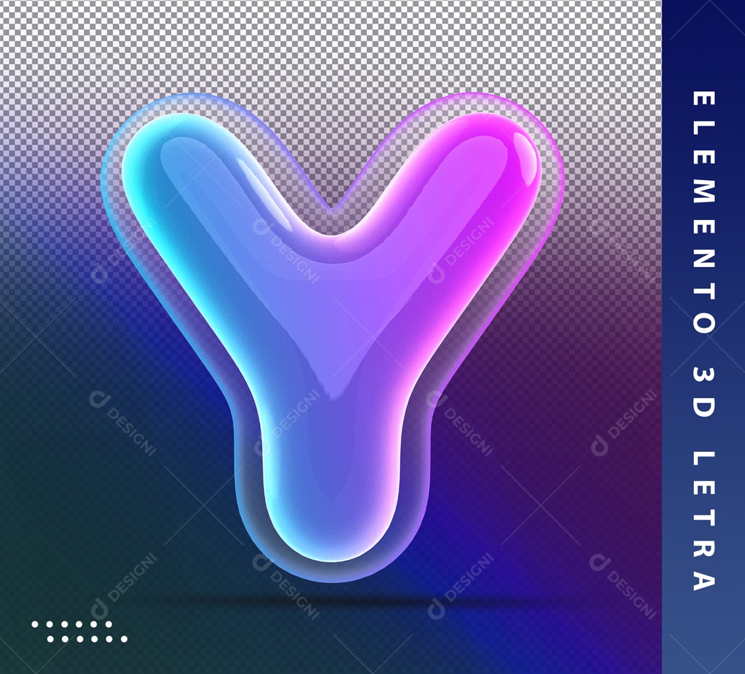Elemento 3D Letra Y Colorido Para Composição PSD