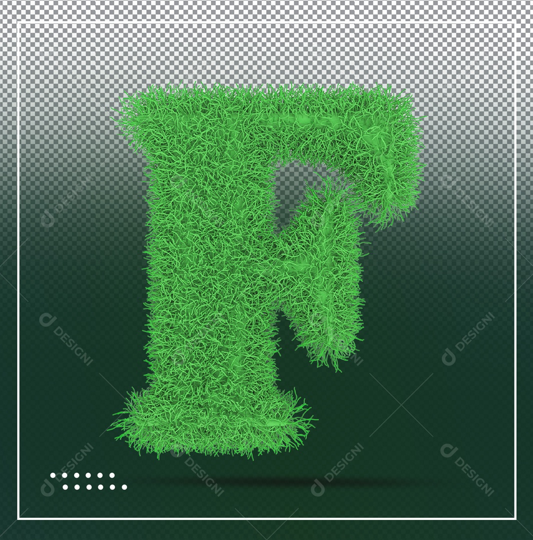 Elemento 3D Letra F Verde Folhas Para Composição PSD