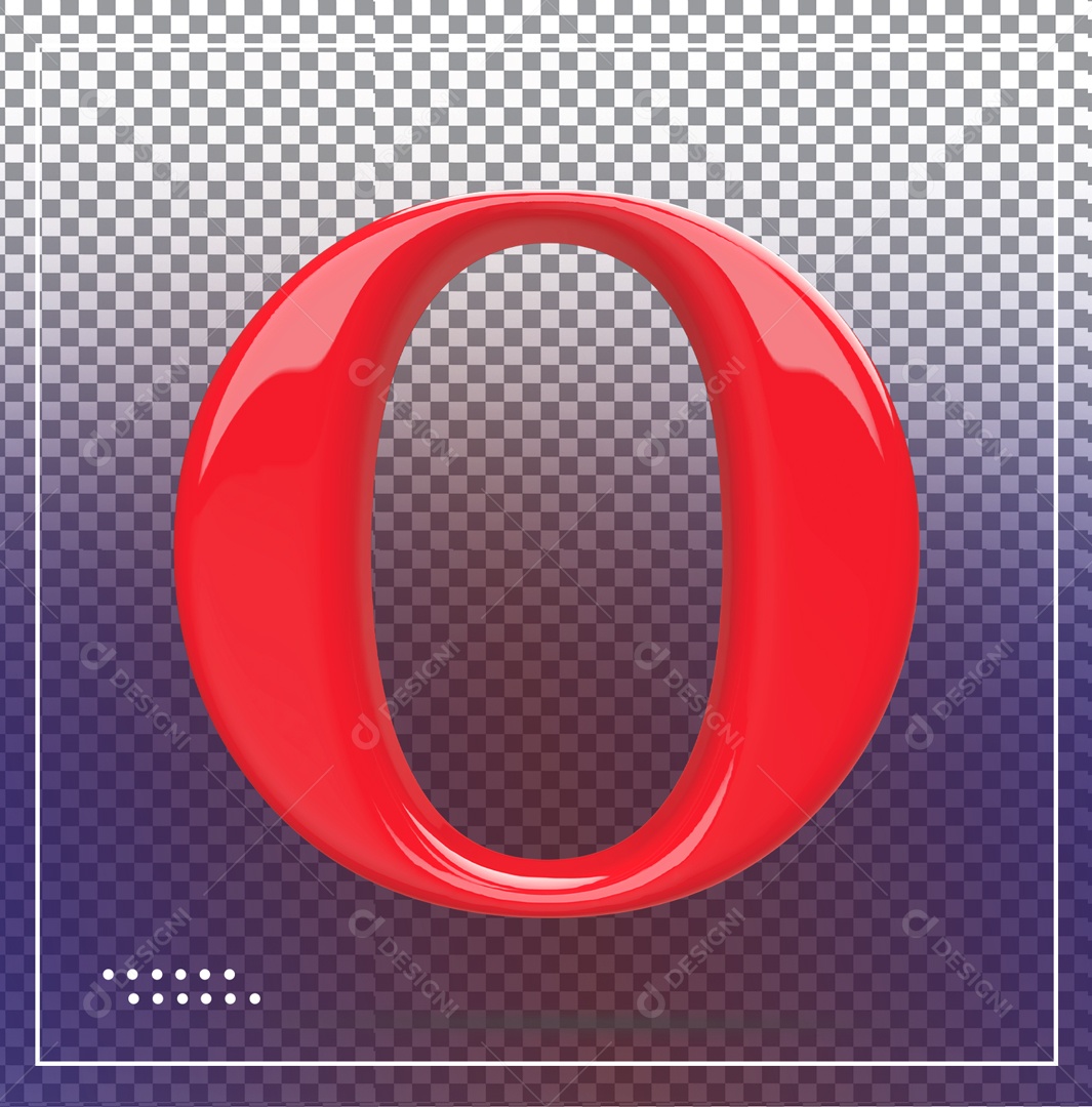 Elemento 3D Letra O Vermelha Para Composição PSD
