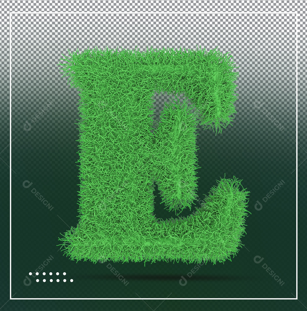 Elemento 3D Letra E Verde Folhas Para Composição PSD