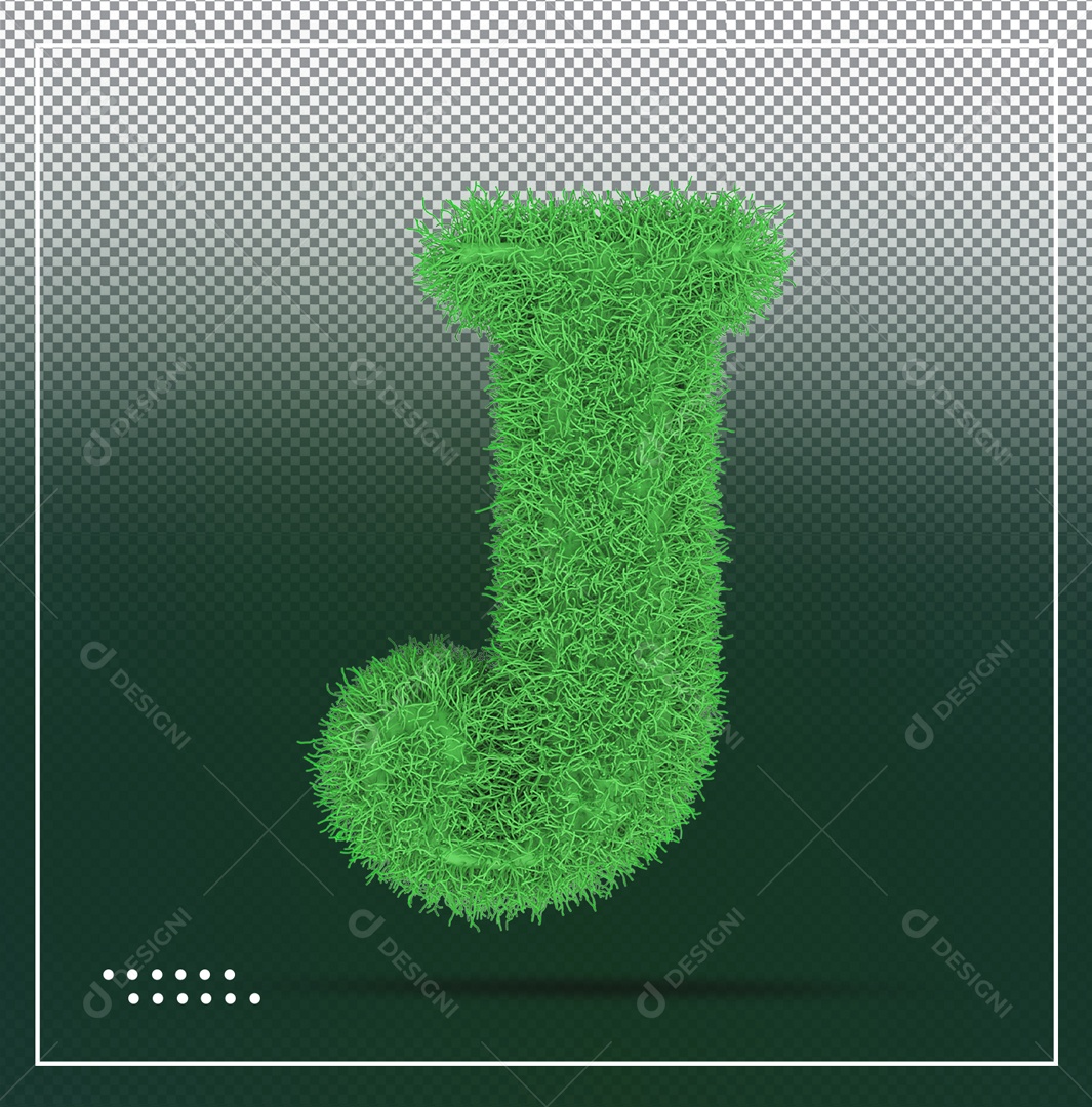 Elemento 3D Letra J Verde Folhas Para Composição PSD