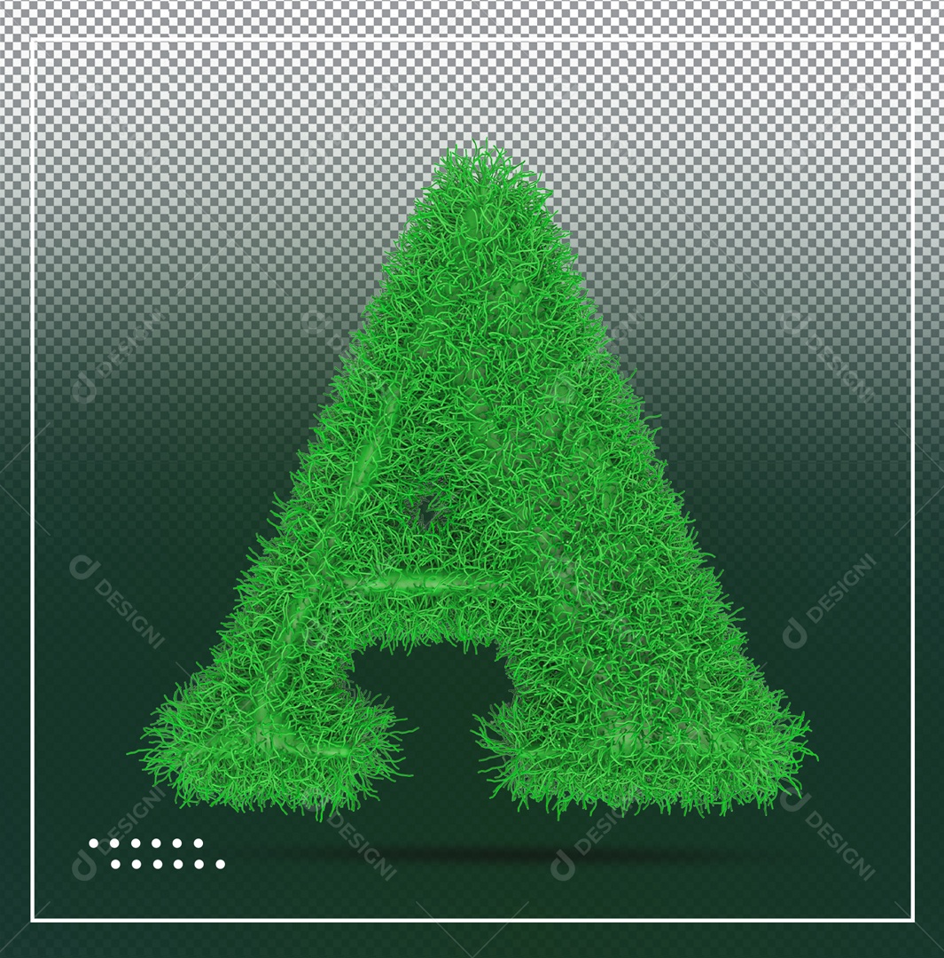 Elemento 3D Letra A Verde Folhas Para Composição PSD