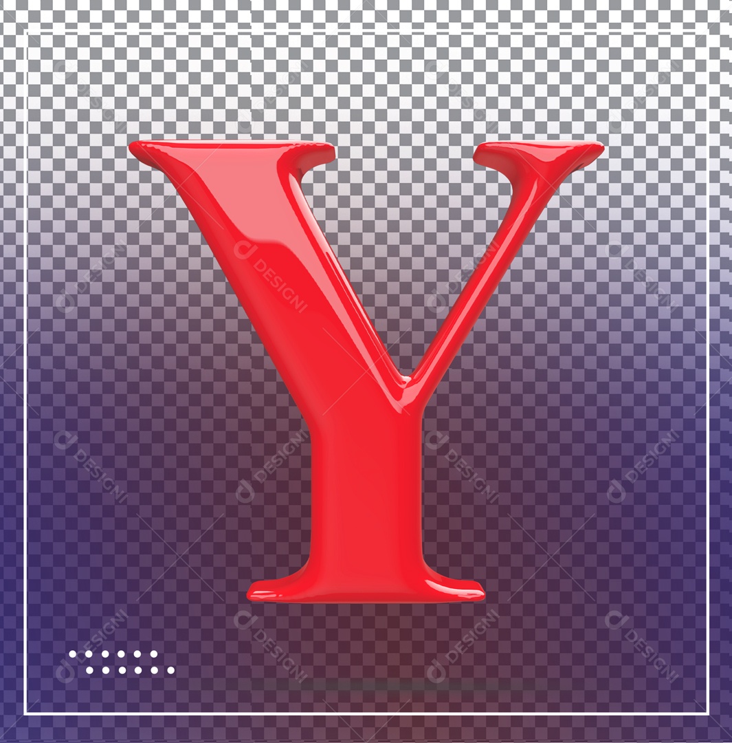 Elemento 3D Letra Y Vermelha Para Composição PSD