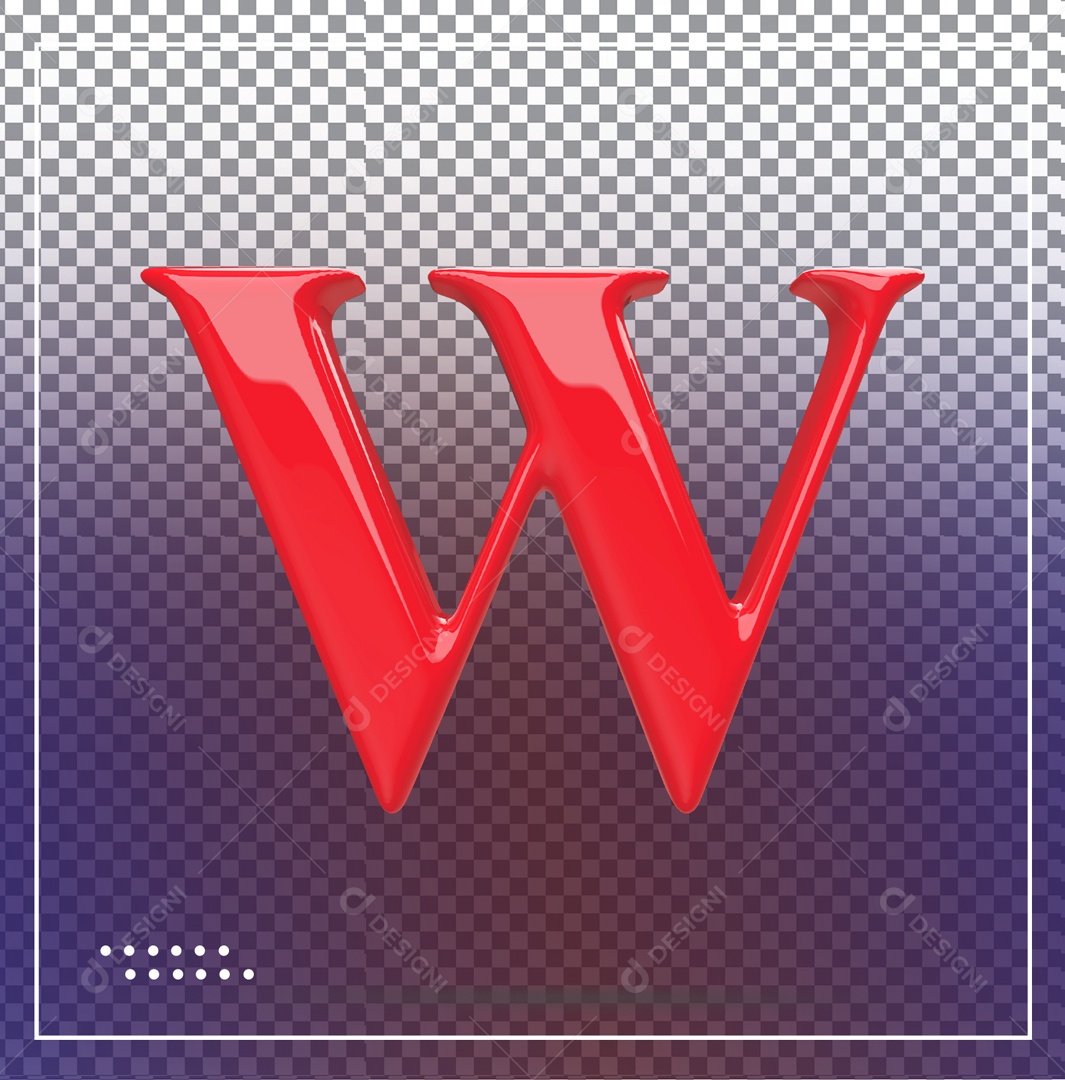Elemento 3D Letra W Vermelha Para Composição PSD