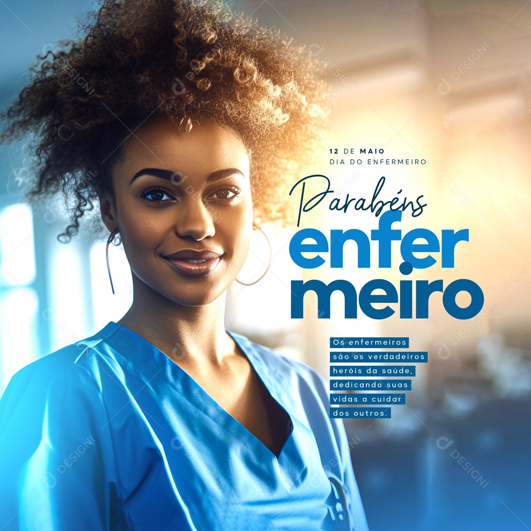 Dia do Enfermeiro 12 de Maio Parabéns Social Media PSD Editável