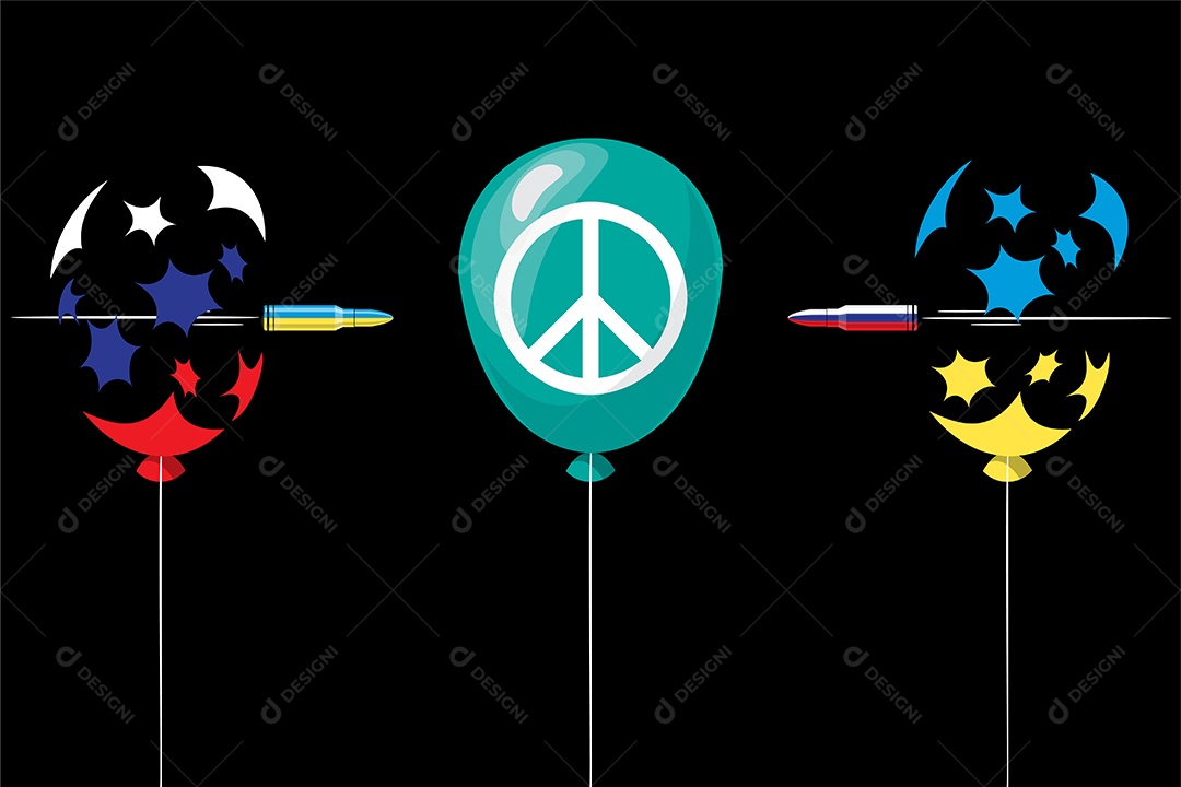 Desenho De Conflito Ucrânia VS Rússia Ilustração Vetorial EPS