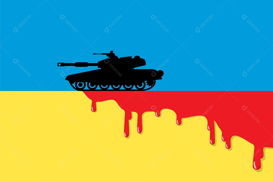 Desenho De Ucrânia VS Rússia Ilustração Vetorial EPS