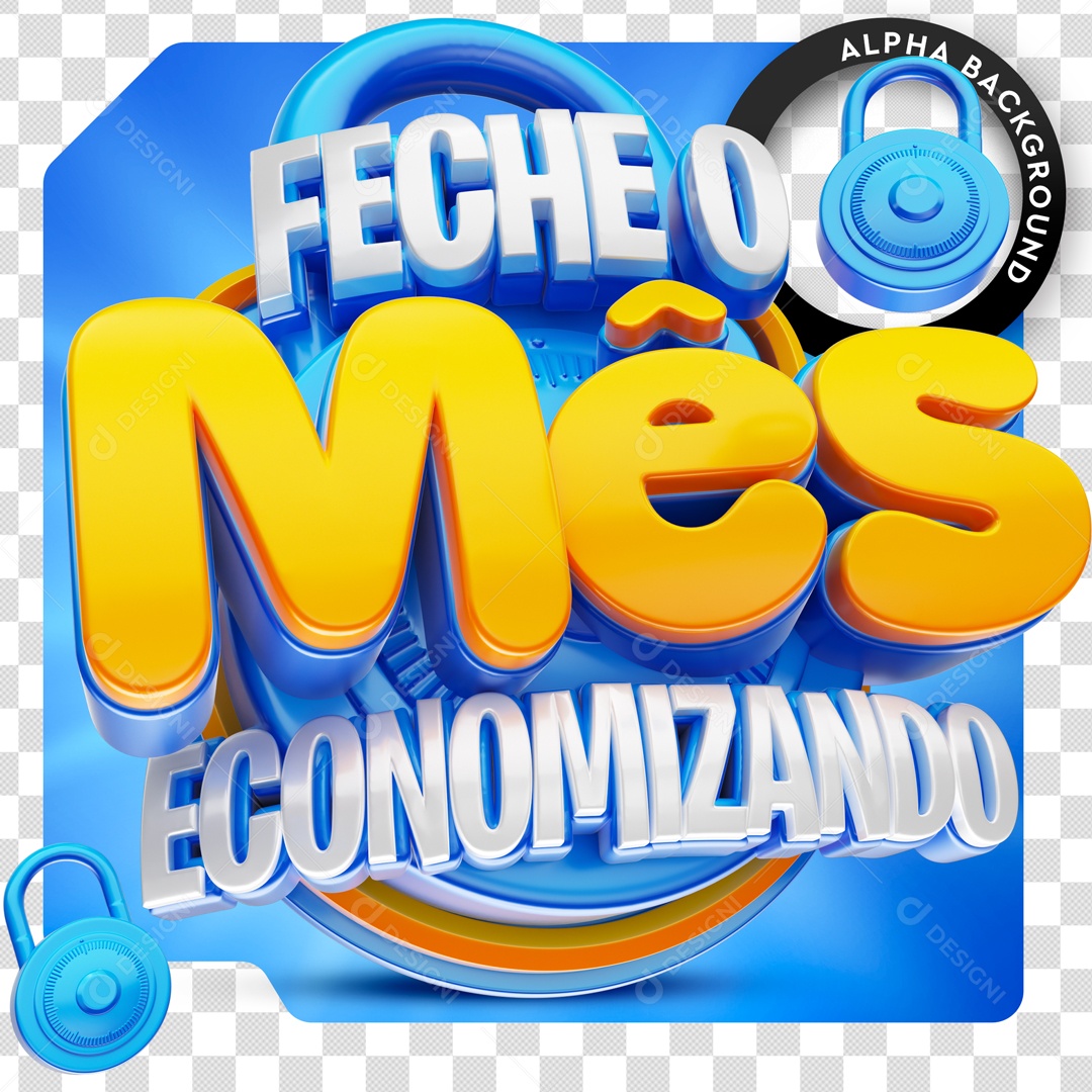 Selo 3D Feche O Mês Economizando Azul Para Composição PSD