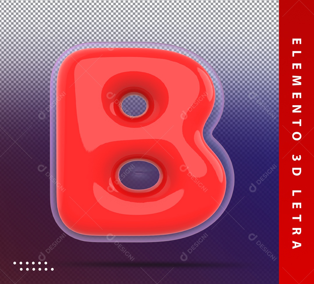 Elemento 3D Letra B Vermelha Para Composição PSD