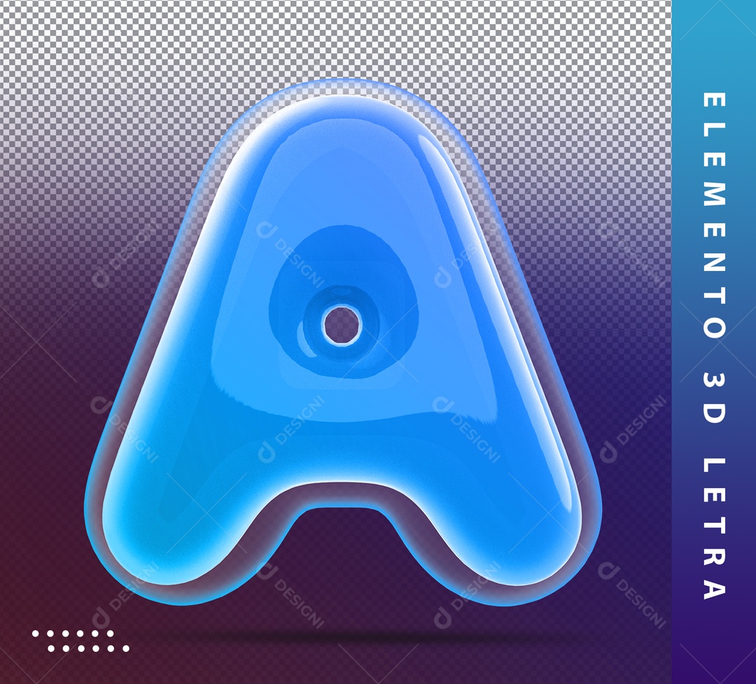 Elemento 3D Letra A Azul Para Composição PSD