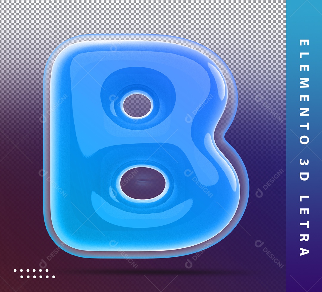 Elemento 3D Letra B Azul Para Composição PSD