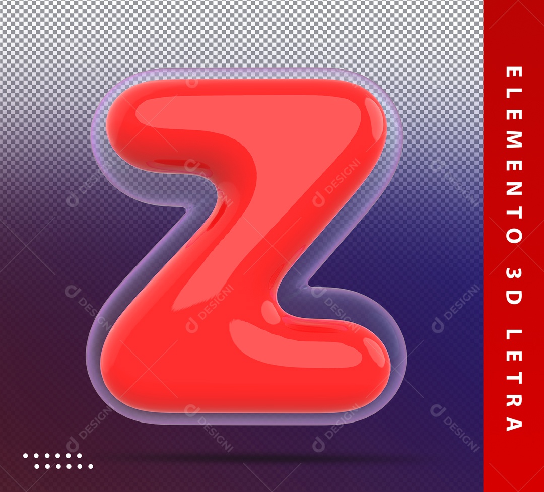 Elemento 3D Letra Z Vermelha Para Composição PSD