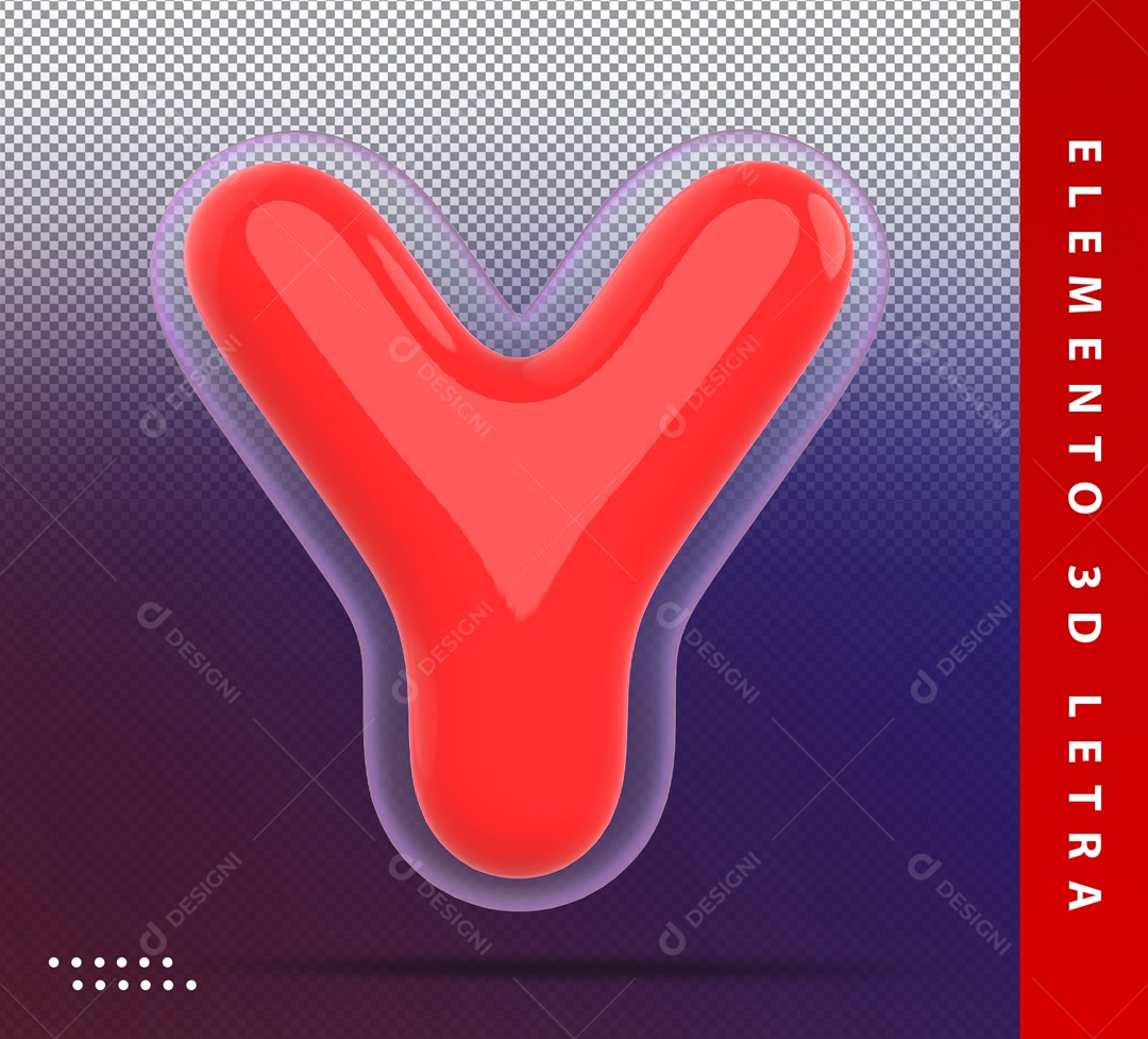 Elemento 3D Letra Y Vermelha Para Composição PSD