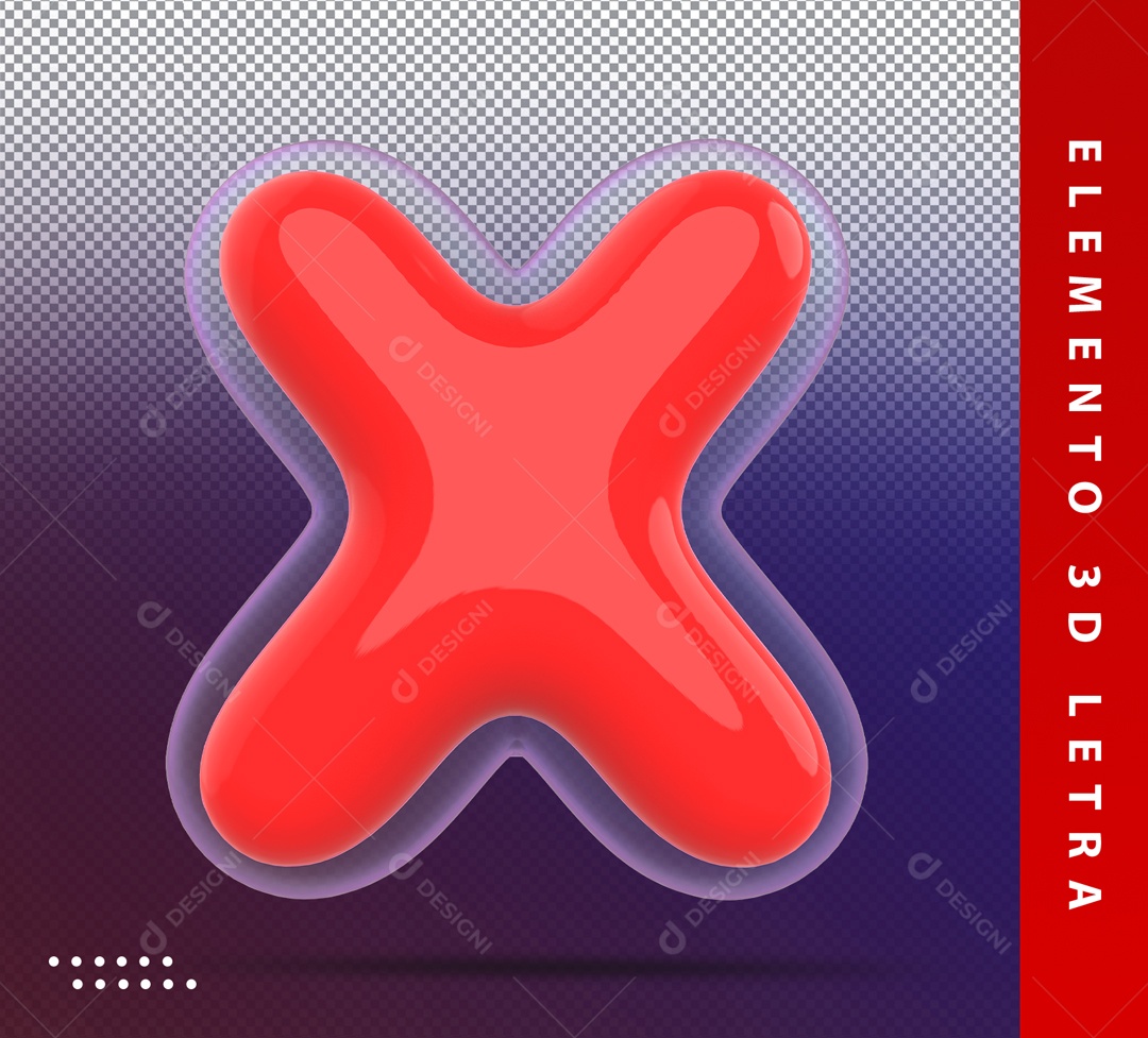 Elemento 3D Letra X Vermelha Para Composição PSD