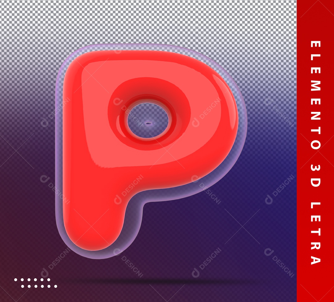 Elemento 3D Letra P Vermelha Para Composição PSD