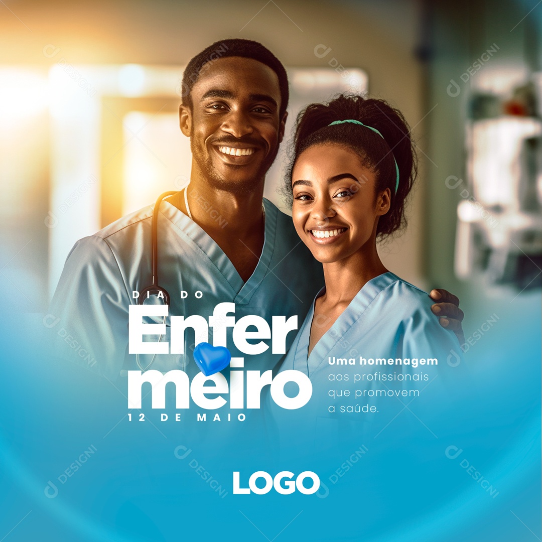 Dia do Enfermeiro 12 de Maio Parabéns Social Media PSD Editável