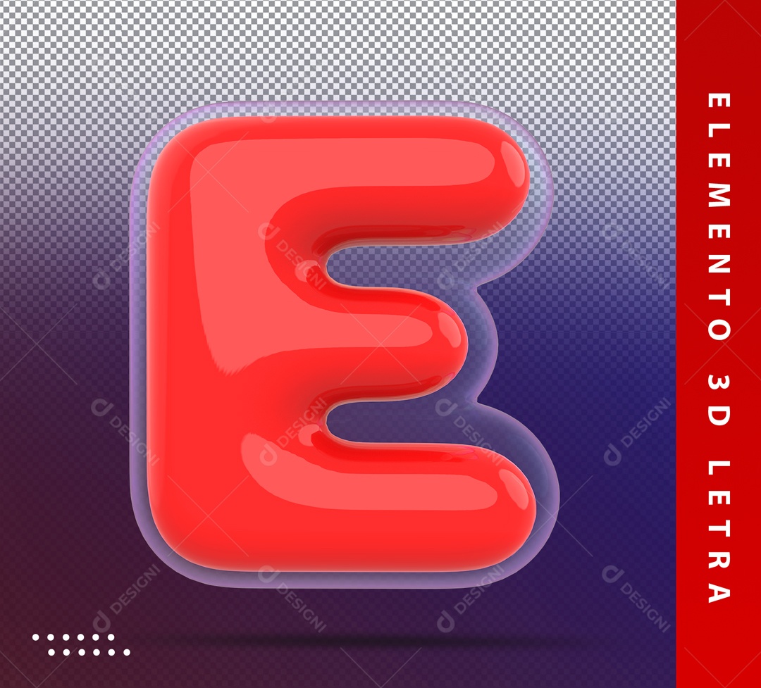 Elemento 3D Letra E Vermelha Para Composição PSD