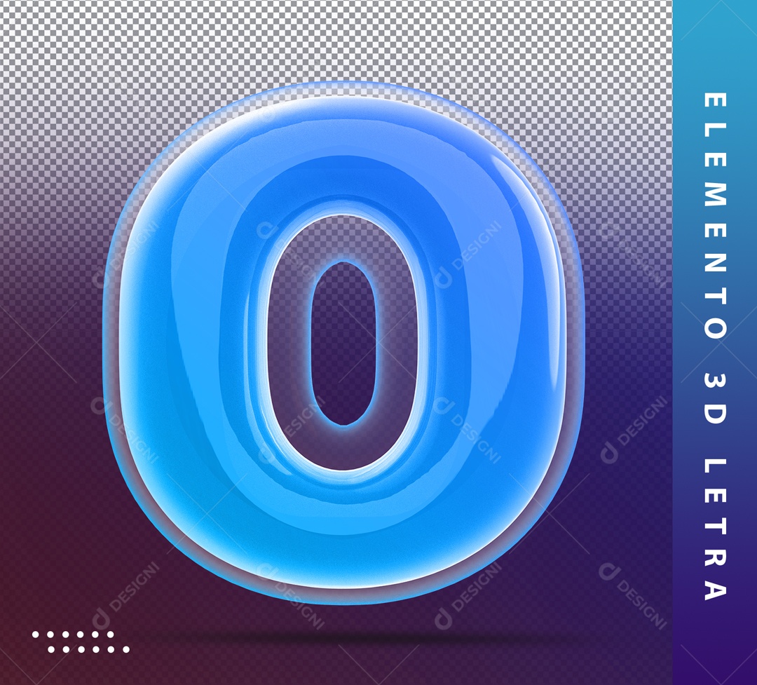 Elemento 3D Letra O Azul Para Composição PSD