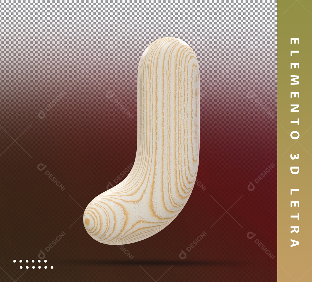 Elemento 3D Letra J Marrom Detalhado Para Composição PSD